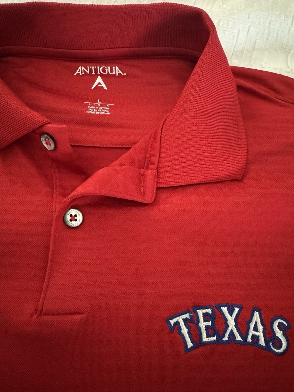 VTG Texas Rangers Mens Red MLB Rangers Baseball Club Polo Shirt Size Large